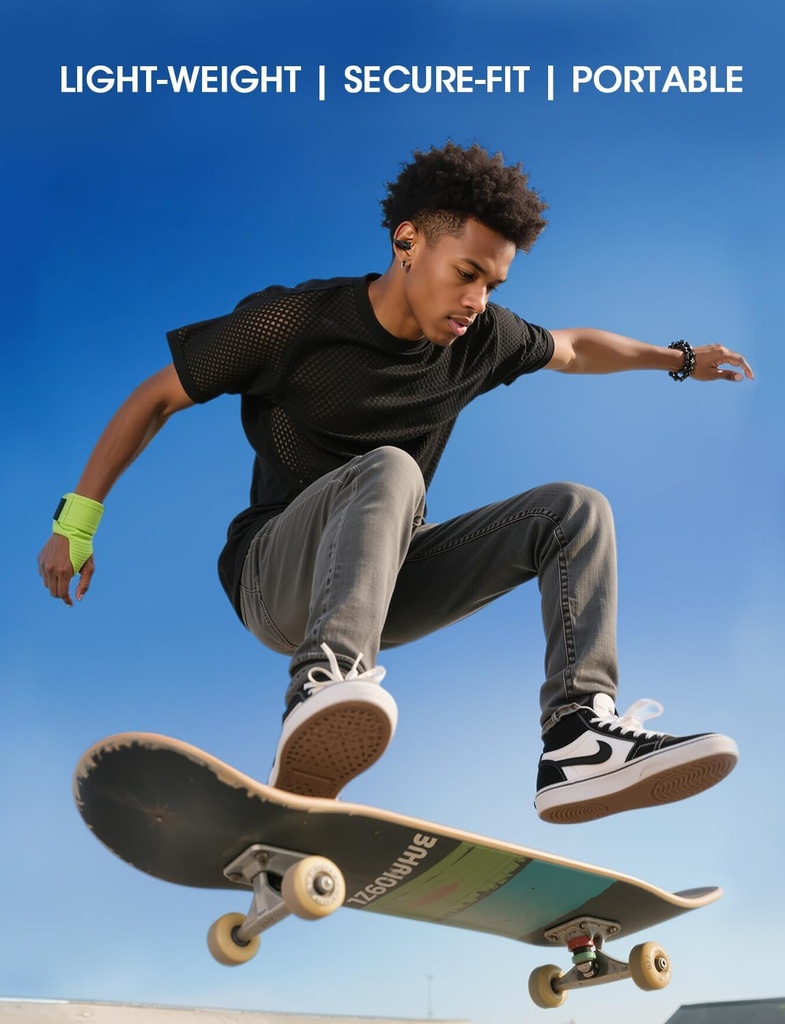 Clip on Earbuds, Open Ear Earbuds Wireless Bluetooth 5.4 with Mic, Open Ear Headphones with Charging Case LED Display, 44H Play, IP54 Waterproof, Lightweight Comfort for Running Sport Workout (Black) 3