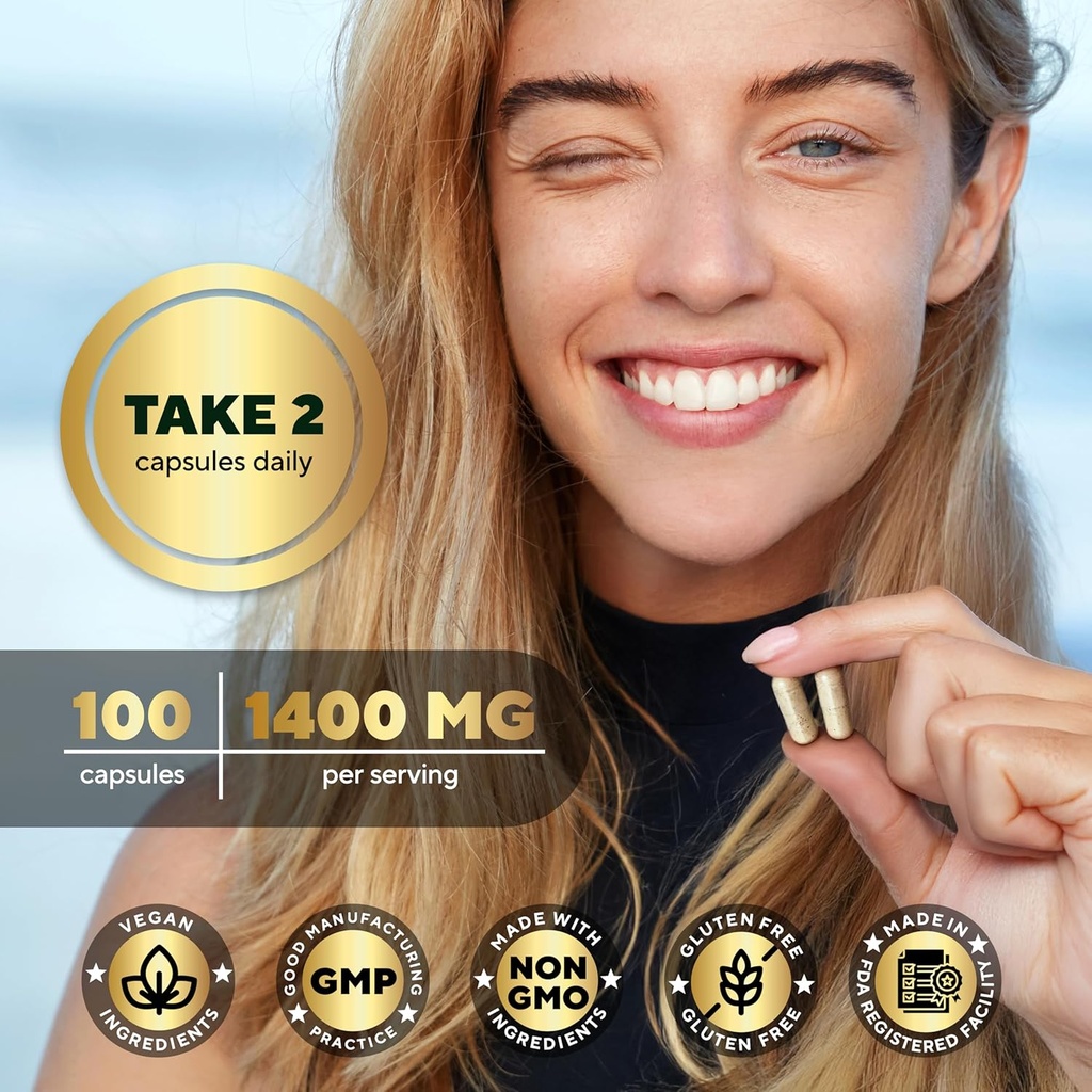 Wildcrafted Irish Sea Moss Capsules with Burdock Root & Bladderwrack - USA Made Sea Moss Advanced for Hair, Skin, Immune & Energy Levels Support - SeaMoss Pills - 100 Vegan Capsules 6