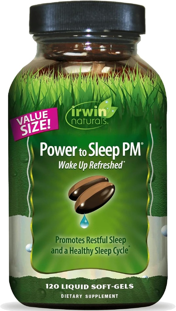 Irwin Naturals Power to Sleep PM - 120 Liquid Soft-Gels - with Melatonin, GABA, Ashwagandha, Valerian Root & L-Theanine - 60 Servings 2
