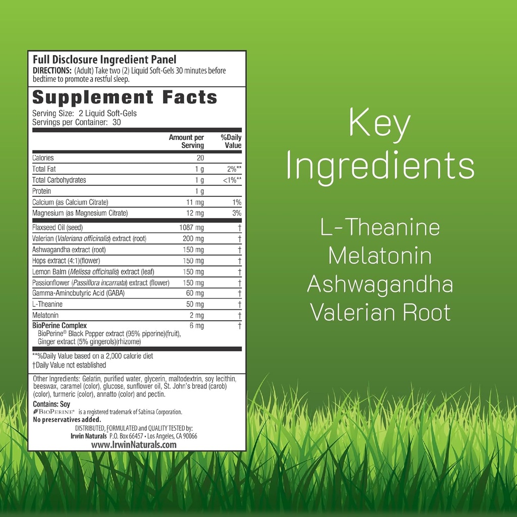 Irwin Naturals Power to Sleep PM - 120 Liquid Soft-Gels - with Melatonin, GABA, Ashwagandha, Valerian Root & L-Theanine - 60 Servings 3