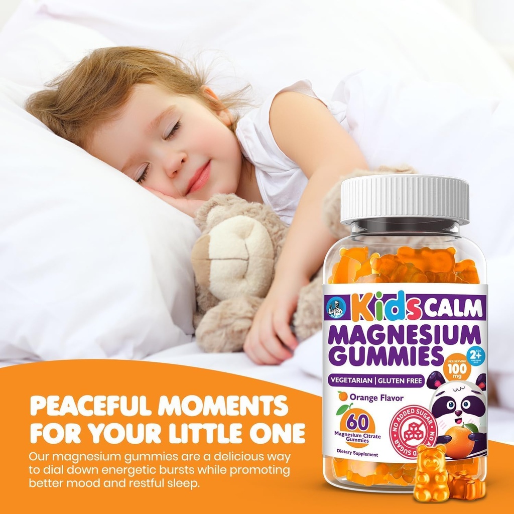 Dr. Moritz Calming and Relaxing Kids Magnesium Gummies, Non-GMO and Low Sugar Magnesium Kids Chewy Supplements, Sleep Gummies Kids, Orange Flavor 4