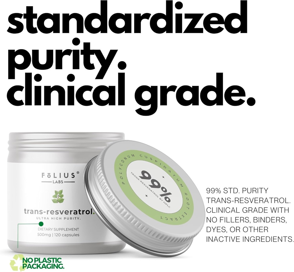 Ultra High Purity Resveratrol Capsules - 99% Trans-Resveratrol - Japanese Knotweed Extract - Support Immunity, Support Healthy Aging - 120 Caps Reservatrol Supplement 4