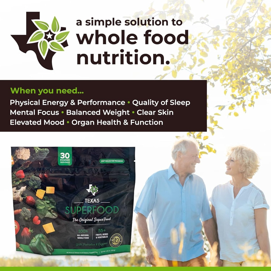 Texas SuperFood - Original Superfood Powder, Superfood Reds and Greens, All-Natural Whole Food Dietary Supplement, Non-GMO, Gluten Free, Vegan, No Soy, 30 Servings, 180 Grams 5