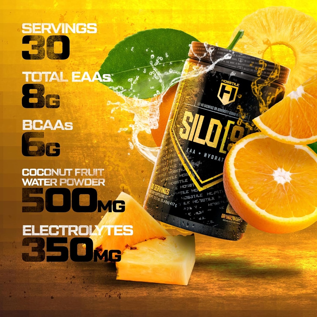 HOSSTILE SILO[9] Essential Amino Acids, EAA & BCAA Powder, Electrolyte Hydration Support, Enhance Muscle Growth & Recovery, Pre or Post Workout Drink, Blueberry Lemonade, 30 Servings 5