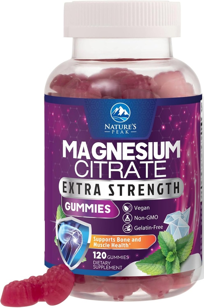 Magnesium Citrate Supplement Gummies - High Absorption Magnesium Gummy for Adults & Kids, Magnesio Citrate Supplements for Bone, Muscle Health, Heart Support, Vegan, Gluten Free, Non-GMO - 120 Gummies 2