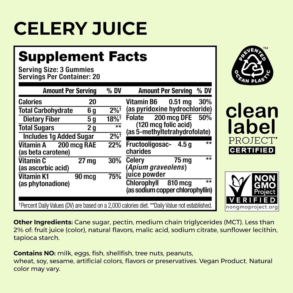 HUM Celery Juice Fiber Gummies for Adults, First Prebiotic Celery Juice Gummy, Gluten Free Fiber Supplement Supports Detoxification, Gut Health, Greens Gummies, Chlorophyll & Prebiotic Fiber, 60 Count 6