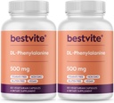 BESTVITE DL-Phenylalanine 500mg (240 Vegetarian Capsules) (2-Pack) - No Stearates - No Fillers - Vegan - Gluten Free - Non GMO 2