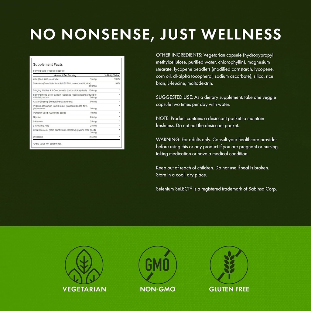 Swanson Prostate Plus - Natural Supplement for Men Promoting Healthy Urinary Tract Flow & Frequency - Supporting Overall Prostate Health - (180 Veggie Capsules) 2 Pack 4