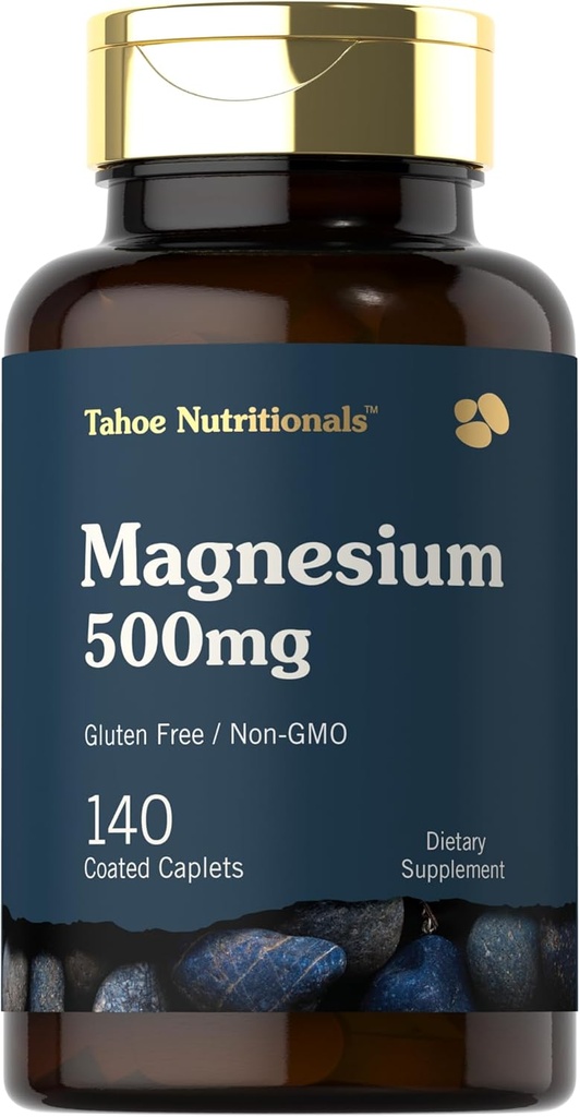 Tahoe Nutritionals Magnesium | 500mg | 140 Coated Caplets | Non-GMO and Gluten Free Supplement 2