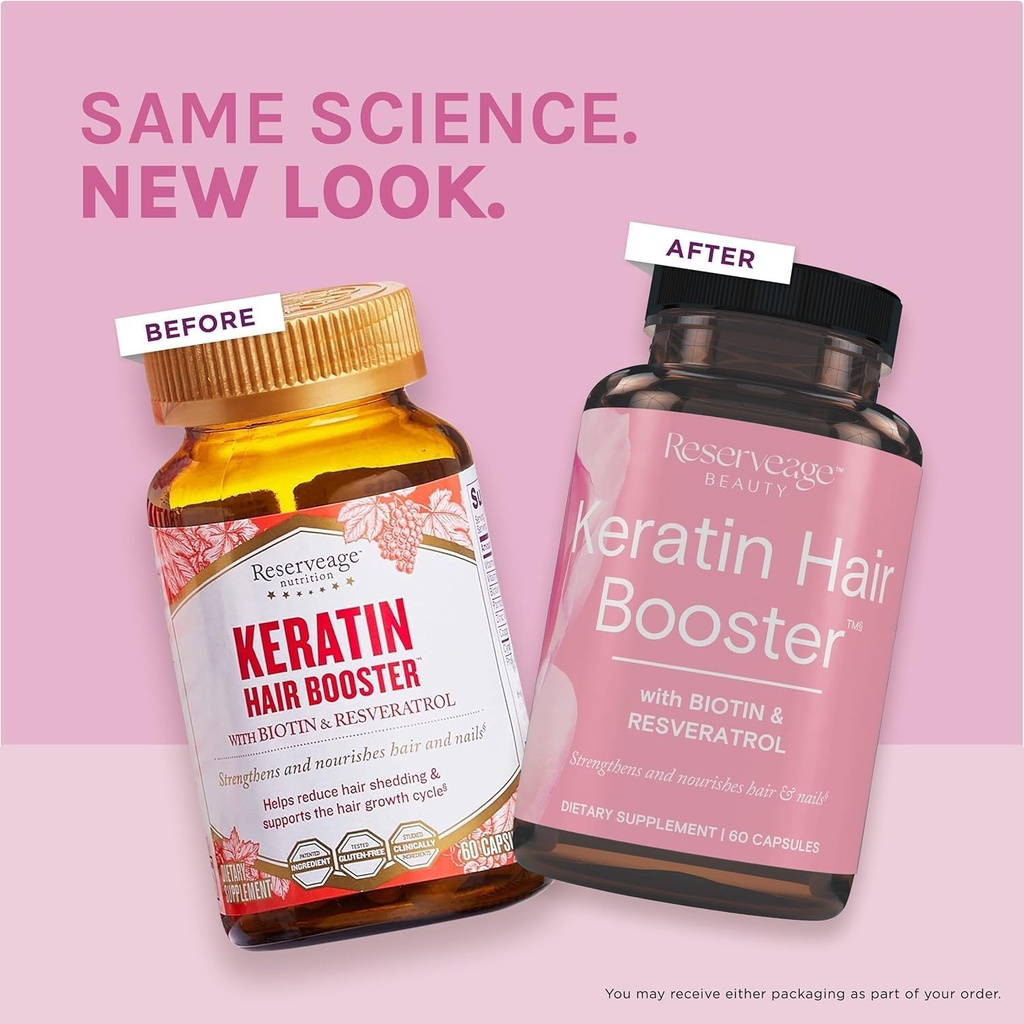 Reserveage Ultra Collagen Booster & Keratin Hair Booster - Features Dermaval, Biotin & Resveratrol - Support Hair & Skin - 90 Ultra Collagen Capsules, 60 Keratin Capsules 5