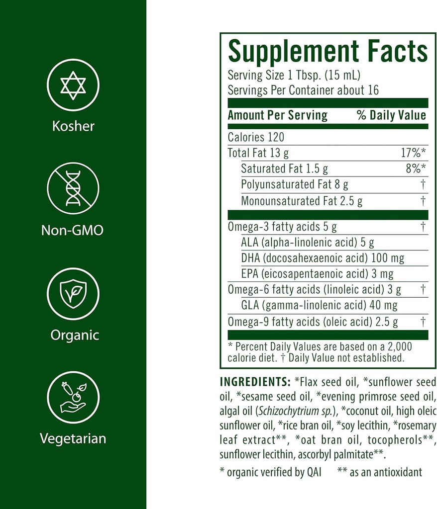Flora - Udo's Oil DHA 3-6-9 Blend - Vegan Eye & Brain Health Supplement - Vegan Omega-3 & Omega-6 - Contains Sunflower & Flax Seed Oil - Kosher & Organic - Keep Chilled - 8.5 fl. oz. 3