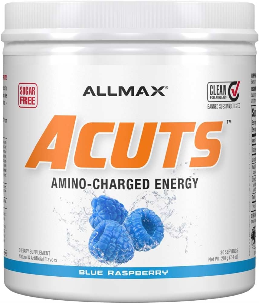 ALLMAX Nutrition AMINOCUTS (ACUTS), Amino-Charged Energy Drink with Taurine, L-Carnitine, Green Coffee Bean Extract, Blue Raspberry, 36 Servings 2
