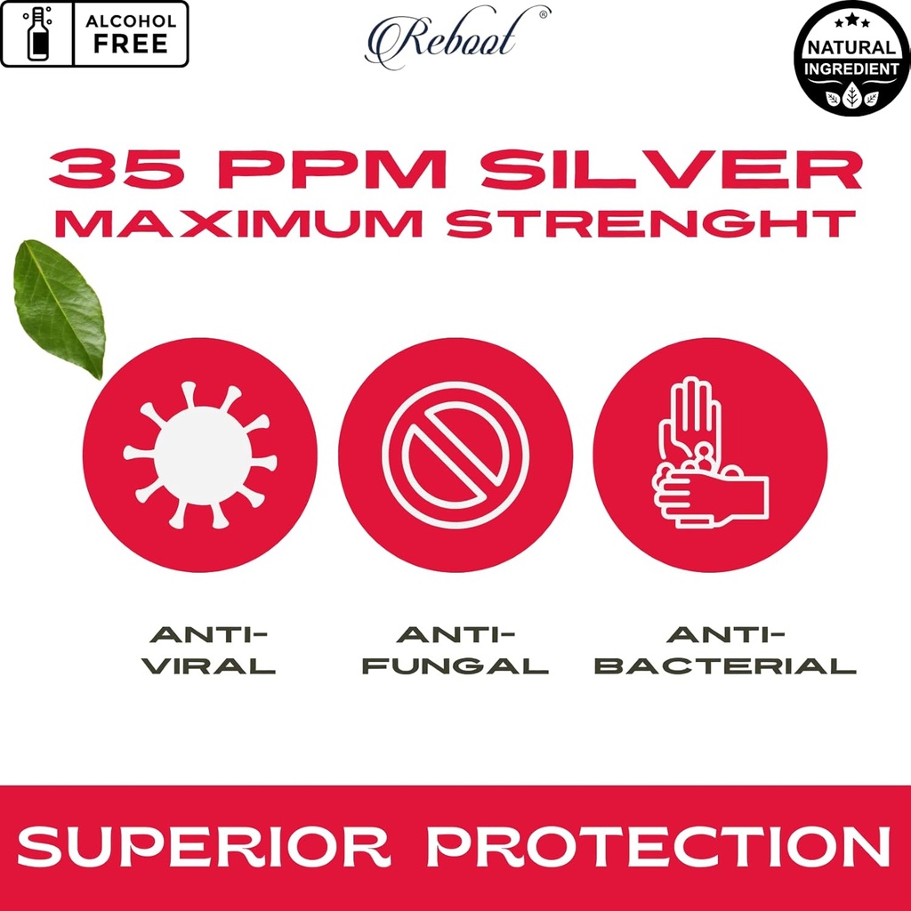 Reboot Colloidal Silver Gel - 35PPM Max Strength - First Aid & Burn Relief - Soothes Itching, Pain from Burns, Cuts, Sunburn, Skin Irritations - 3.4oz 3
