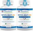 Power By Naturals Methyl Multi One – Iron-Free Methylated Multivitamin for Men & Women with B12 Methylcobalamin, P5P, Folate (5-MTHF), CoQ10 & Zinc for Energy & MTHFR Support, 60 Capsules (2-PK) 2