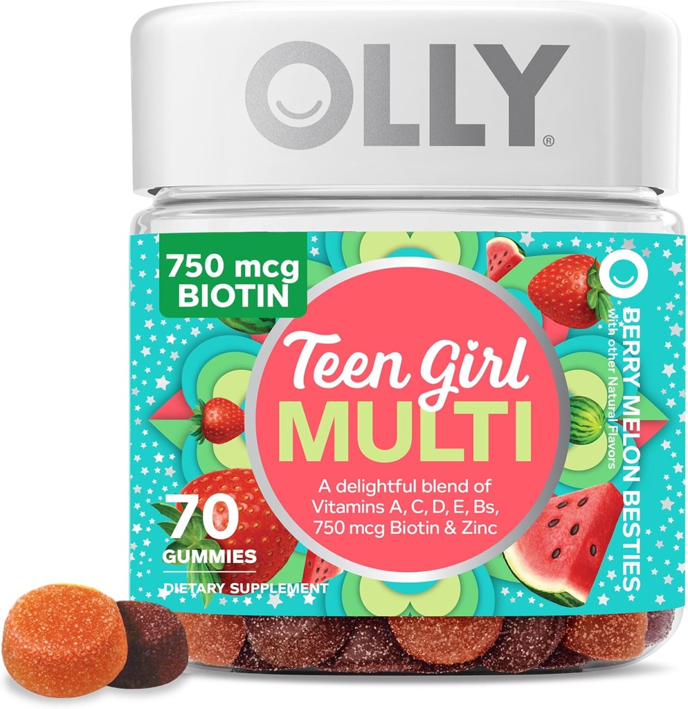 OLLY Laser Focus Gummy 36 Count and Teen Girl Multi 70 Count Berry Melon 6
