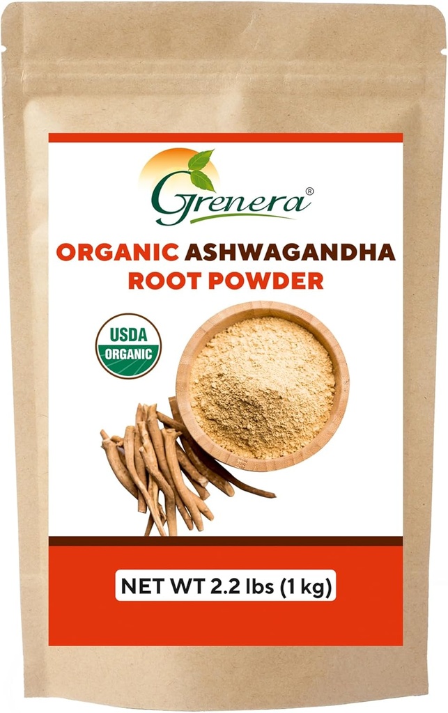 Grenera Organic Ashwagandha Powder 2.2 lbs (35.2 Ounce) (Withania somnifera) - Organic, Vegan, Kosher Certified 2