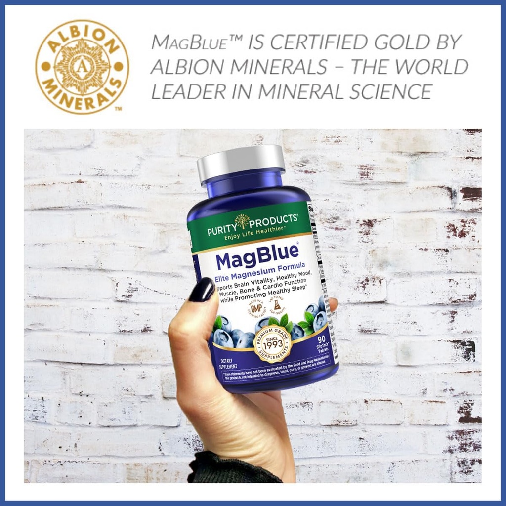 Purity Products MagBlue - Magnesium Bisglycinate Buffered & More - 90 Tablets 5