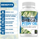 Omega 3 Fish Oil 2000mg HIGH Potency 800mg EPA DHA 600mg BURPLESS Supplement Non GMO Omega 3 Fatty Acid Supplements HIGH DOSE Fish Oil for Dogs Cats Humans Made in USA 3