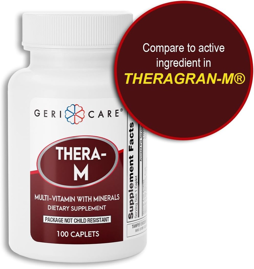 GeriCare Thera M Multivitamin Caplets, Blend of Vitamins and Minerals to Ensure Maximum Nutritional Support Antioxidant Protection Supplement, 100 Count (Pack of 1) 3