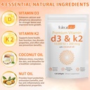 2 Bag Vitamin D3 K2 Supplement Softgel, Vitamin D3 K2 Softgel with 10000 IU Supports Immune, Heart, Teeth & Bone Health, Free of GMO, Gluten, Soy 4
