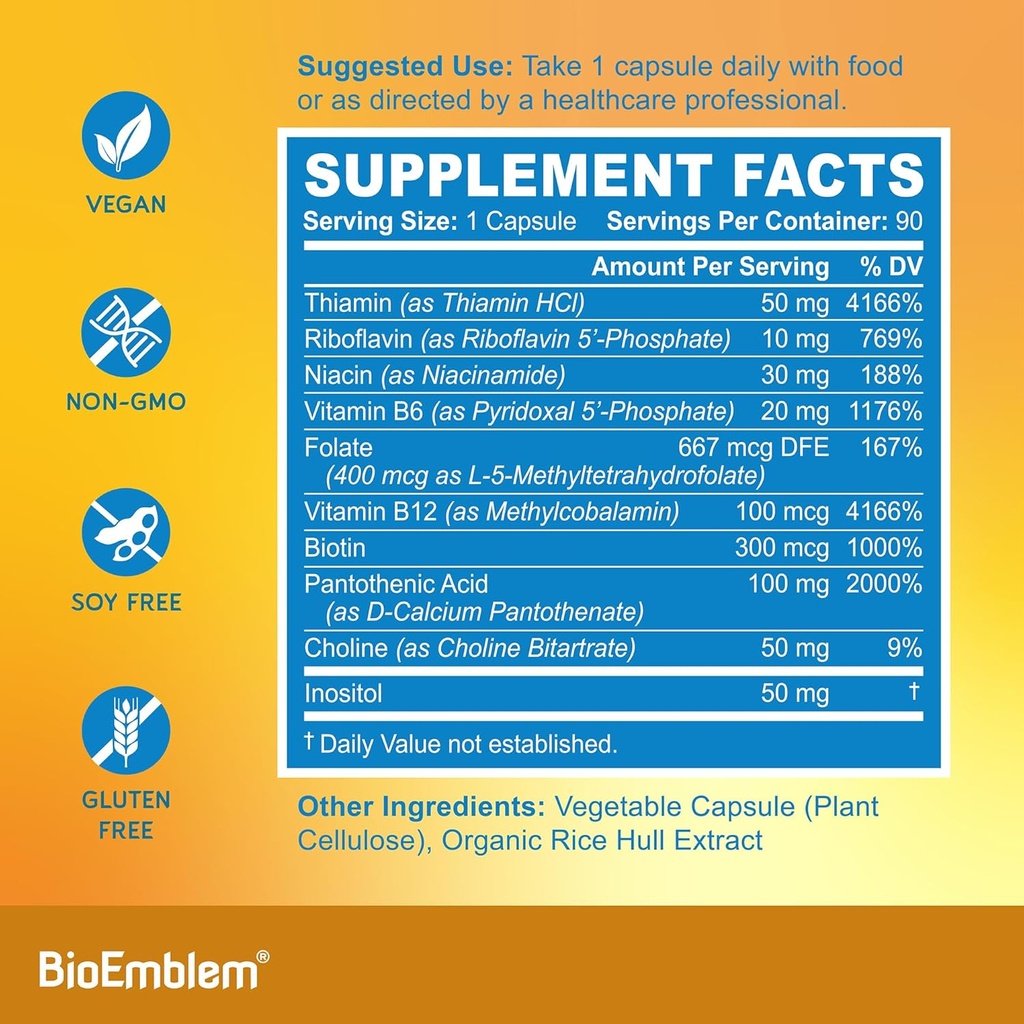 BioEmblem Vitamin B-Complex & Probiotics for Women & Men 3