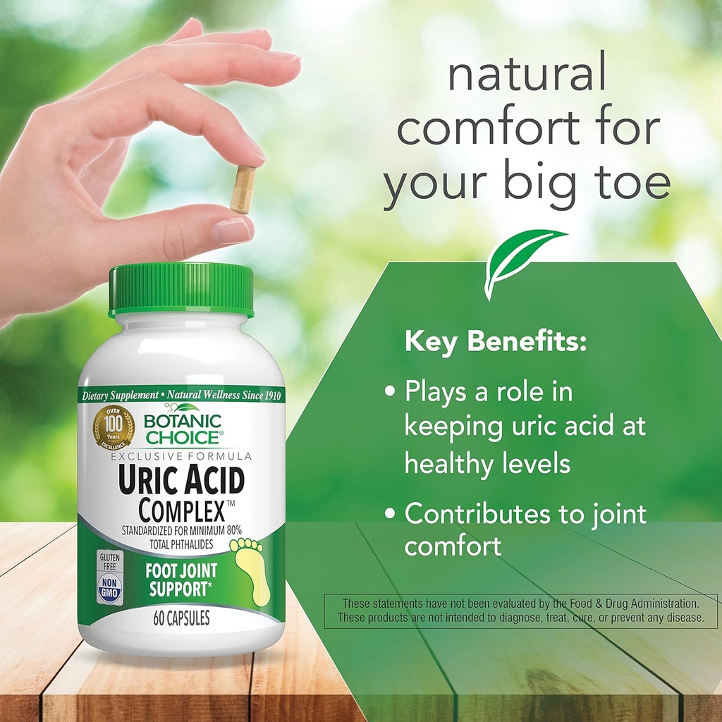 Botanic Choice Uric Acid Complex Foot Joint Support Supplement – Help Sooth Discomfort with Celery Seed and Bromelain - 2 Pack 5