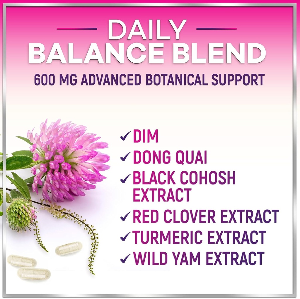 Menopause Supplements for Women with Dong Quai, Chaste Berry, Black Cohosh, 8 Billion CFU Probiotics - Hot Flash Night Sweats & Menopause Relief Probiotic for Vaginal, Digestive Health - 120 Capsules 6