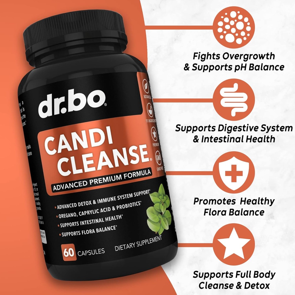 Candi Cleanse Support Supplement Pills & Drops - Organic Oregano Oil Drops Liquid & Black Walnut Wormwood - Extra Strength Natural Oral Gut Cleanser Detox Health Supplements & Caprylic Acid Capsules 3