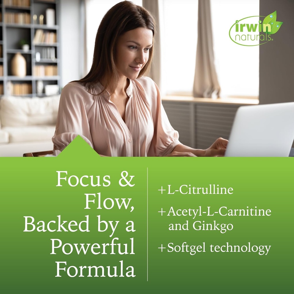 Irwin Naturals Brain Awake RED with Nitric Oxide Booster - 60 Liquid Soft-Gel - Support Brain Health & Optimize Performance - 20 Total Servings 4