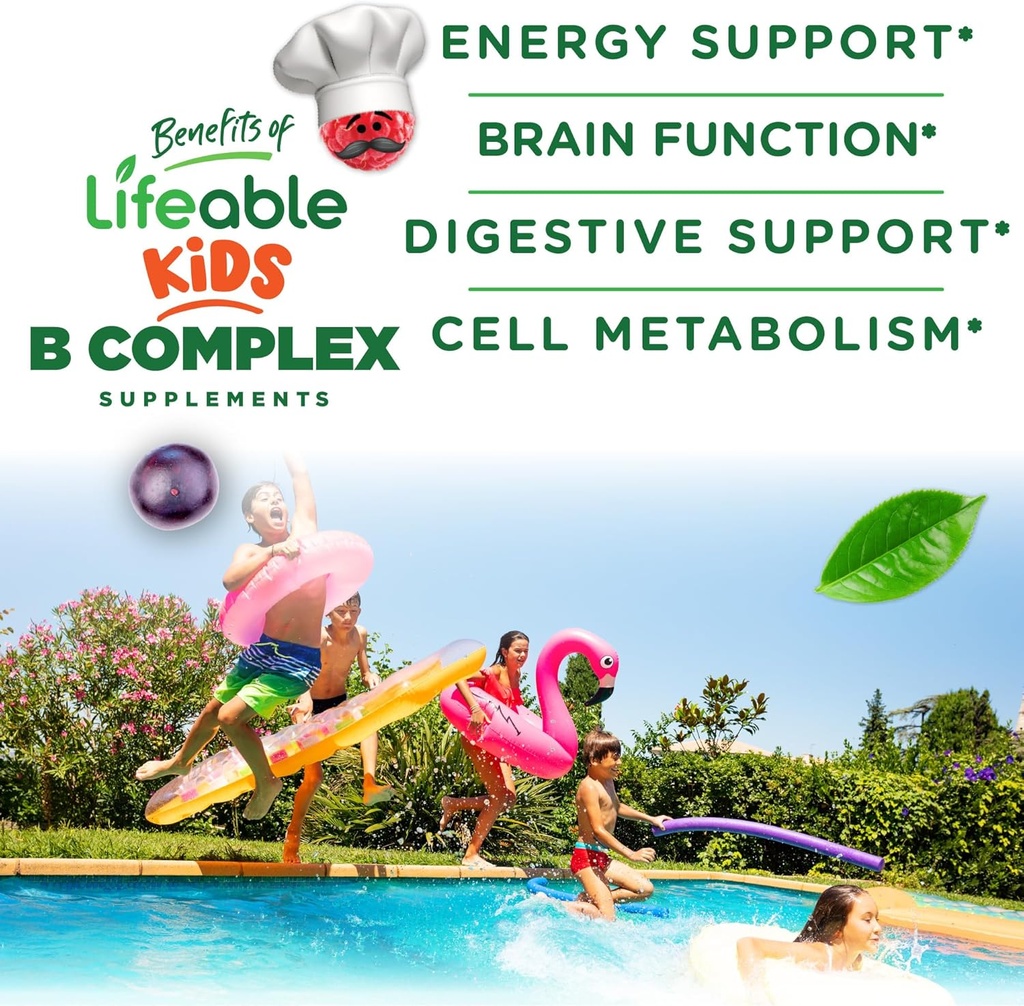 Lifeable Vitamin B Complex for Kids | with VIT C | Great Tasting B Complex Gummies | Vegan Kids B Complex | Energy and Nerve Support | 90 Gummies 4