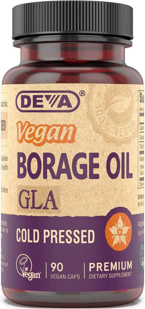 DEVA Vegan Vitamins, Borage Oil 500mg, Source of Omega-6 Fatty Acid GLA (Gamma linolenic Acid), Cold-Pressed & Unrefined, 90 Tablets 1-Pack 2