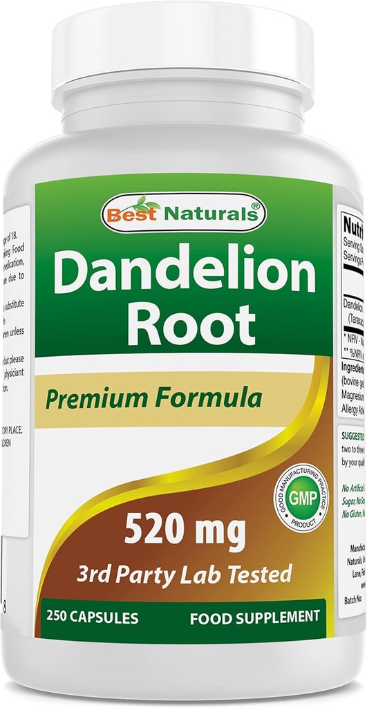 Best Naturals Dandelion Root 520 mg 250 Capsules 2