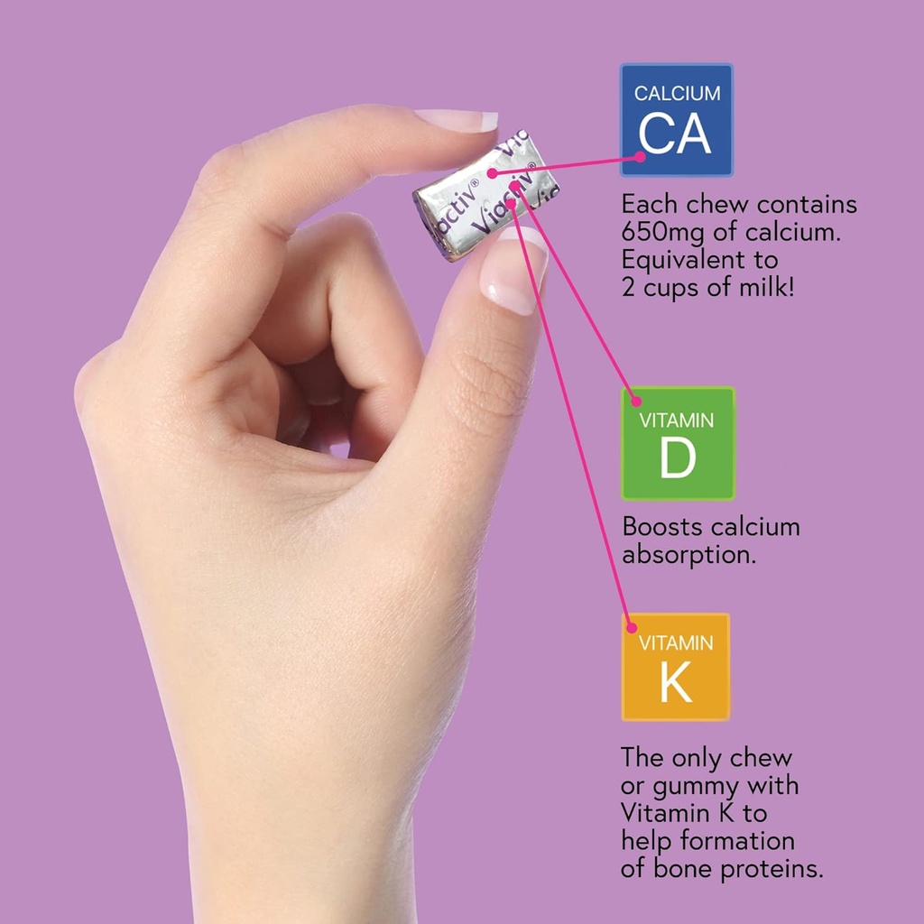 Viactiv Calcium Plus Vitamin D Supplement Soft Chews, Brown, Milk Chocolate, 180 Count & Vitafusion Fiber Well Sugar Free Fiber Supplement, Peach, Strawberry and BlackBerry Flavored 4