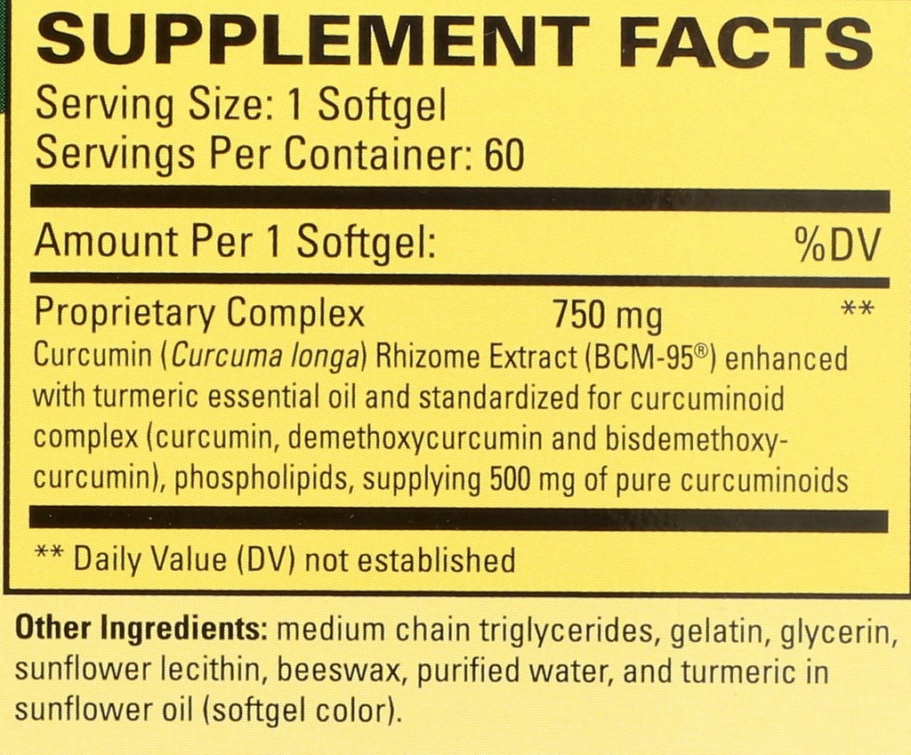 Terry Naturally CuraMed 750 mg - 60 Softgels - Superior Absorption BCM-95 Curcumin Supplement, Promotes Healthy Inflammation Response - Non-GMO, Gluten-Free, Halal - 60 Servings 4