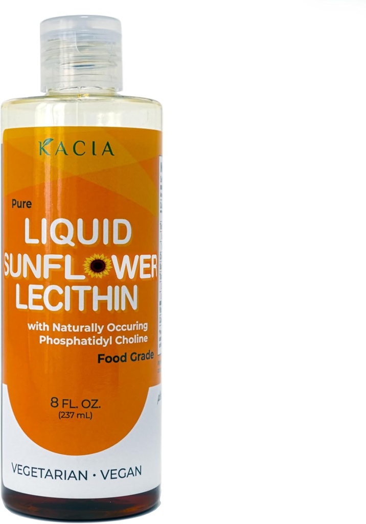 Kacia Pure Sunflower Lecithin Liquid Food Grade - Emulsifier and Stabilizer for Baked Goods, Chocolates, and Edibles - Moisturizer in Skin and Hair Cosmetics Creations - Bottled in The USA (8 oz.) 2