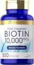 Carlyle Biotin 10000mcg | 500 Fast Dissolve Tablets | Max Strength | Vegetarian, Non-GMO, Gluten Free Supplement 2