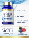 Carlyle Biotin 10000mcg | 500 Fast Dissolve Tablets | Max Strength | Vegetarian, Non-GMO, Gluten Free Supplement 4