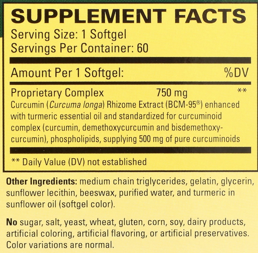 Terry Naturally CuraMed 750 mg - 60 Softgels - Superior Absorption BCM-95 Curcumin Supplement, Promotes Healthy Inflammation Response - Non-GMO, Gluten-Free, Halal - 60 Servings 5