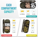 BEXEEN 7-Day Portable Pill Organizer - 12 Compartment Box with Alarm, Travel Bag, Lock, Key Chain, Timer, Pill Cutter 6