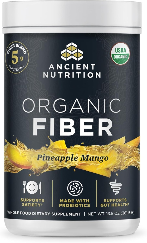 Ancient Nutrition Organic Fiber Powder, Pineapple Mango, Soluble Fiber from Acacia & Konjac Root, Supports Digestive Health, Reduces Bloating, 13.5 oz 2