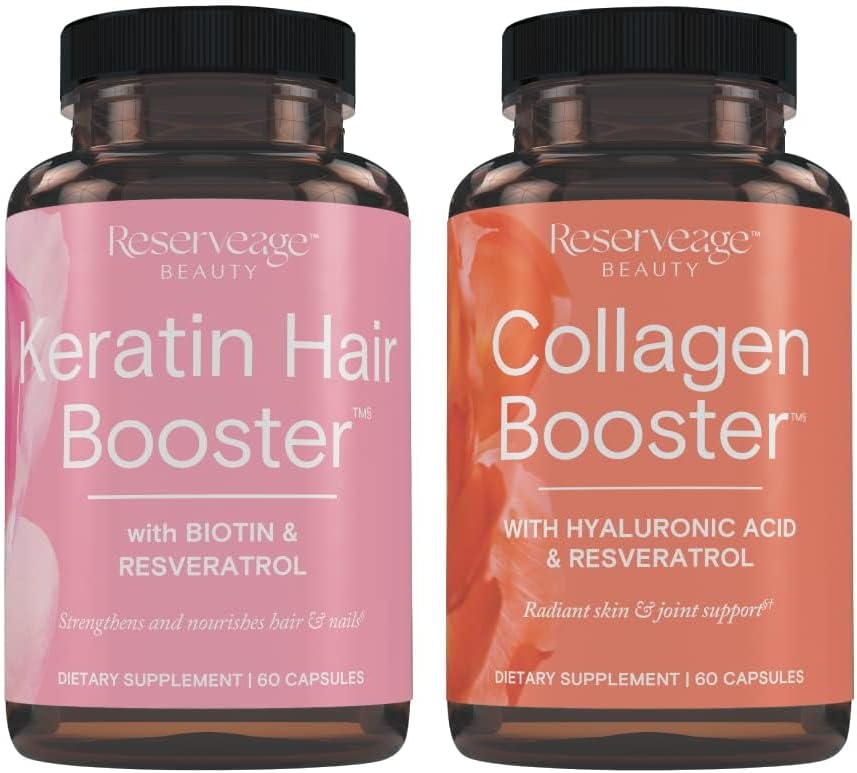 Reserveage Ultra Collagen Booster & Keratin Hair Booster - Features Dermaval, Biotin & Resveratrol - Support Hair & Skin - 60 Ultra Collagen Capsules, 60 Keratin Capsules 2