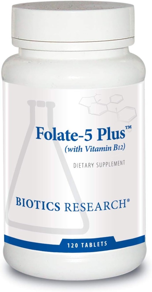Biotics Research Folate 5 Plus High Potency Folate with B12, Methyl Support, 5 Milligram Natural and Whole Food Form of Folate, 18mcg B12, Pregnancy Nutrition, Energy Support, Healthy Skin, 120 tabs 2