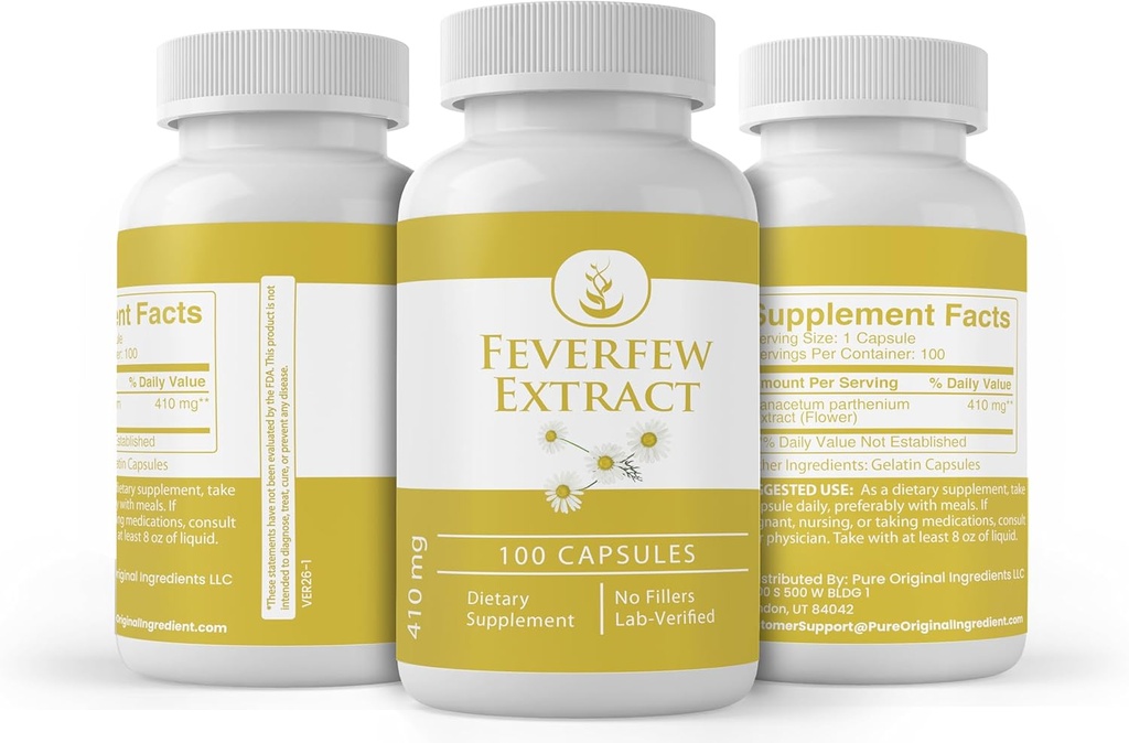 Pure Original Ingredients Feverfew Extract (100 Capsules) Always Pure, No Additives Or Fillers, Lab Verified 5