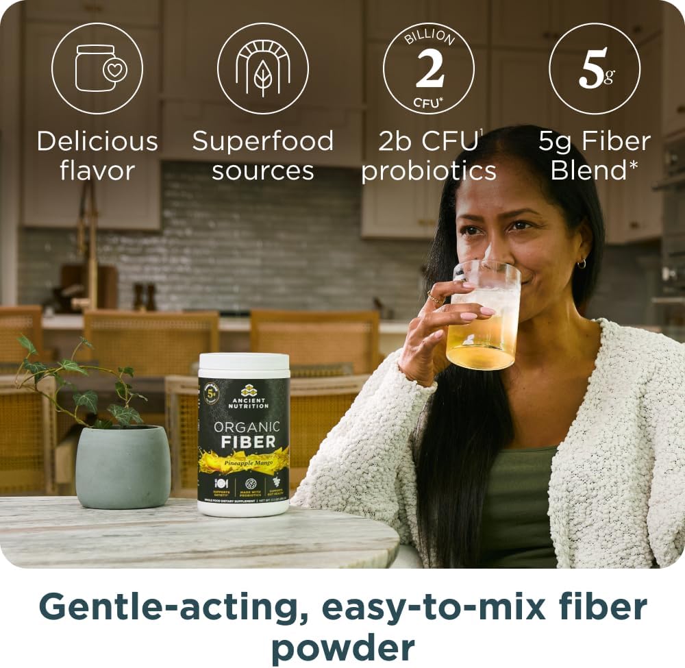 Ancient Nutrition Organic Fiber Powder, Pineapple Mango, Soluble Fiber from Acacia & Konjac Root, Supports Digestive Health, Reduces Bloating, 13.5 oz 5