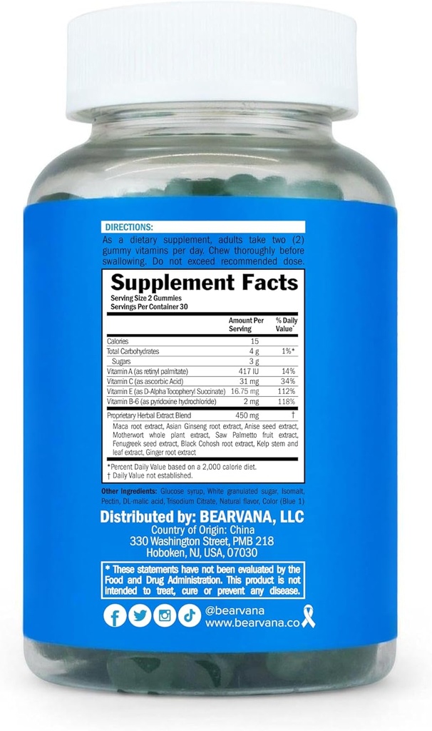 BEARVANA Peach Support Gummies for Women | Herbal Supplement with 9 Botanicals Including Maca Root, Fenugreek & Ginger | Essential Vitamins | Berry Flavor | 60 Gummies 4