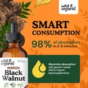 Wild & Organic Black Walnut Tincture - Detox Cleanse w/Black Walnut Hull Extract - Herbal Supplement for Gut Cleanse Detox and Digestive Well-Being - Vegan, Sugar & Alcohol-Free - 4 fl oz 5