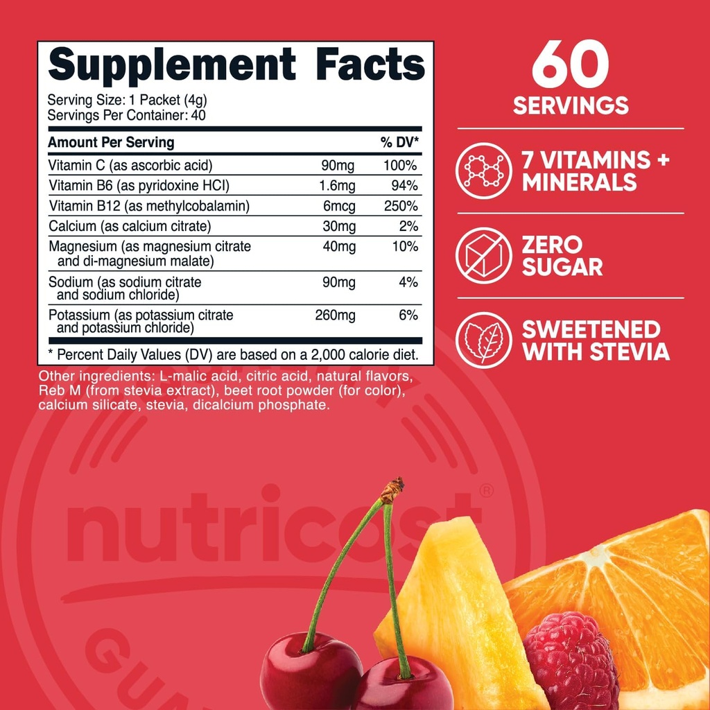 Nutricost Electrolytes Complex, Fruit Punch Flavored, 40 Stickpacks - Advanced Hydration Complex 3