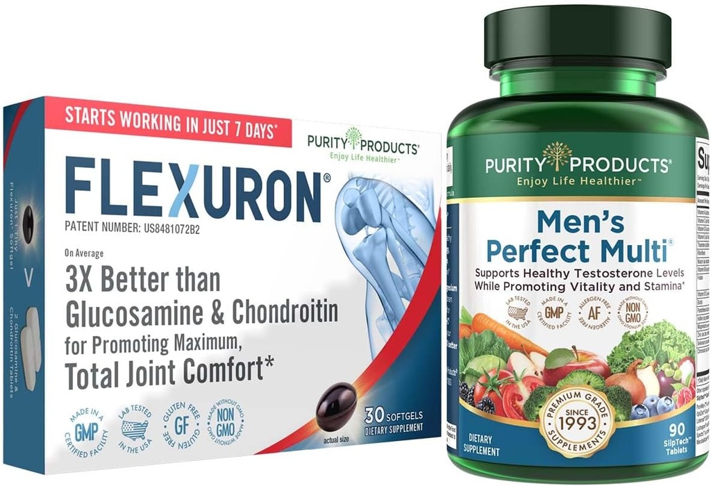 Purity Products Bundle - Men's Perfect Multi + Flexuron Joint Formula Men's Multi Supports Healthy Vitality, Energy +More - Flexuron - 3X Better Than Glucosamine & Chondroitin - 30 Day Supply 2