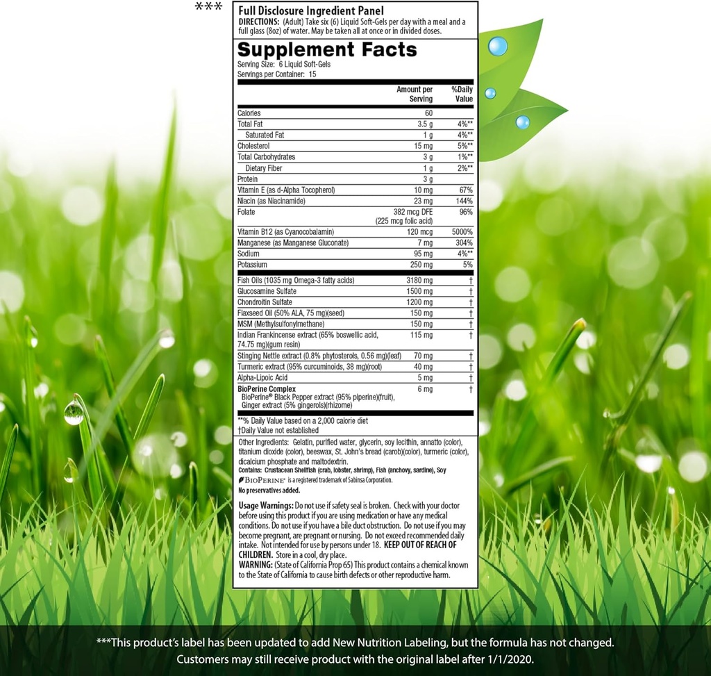Irwin Naturals 3-in-1 Joint Formula - Powerful Joint Support Supplement with Glucosamine, Chondroitin, Turmeric & Boswellia - 90 Liquid Softgels 3