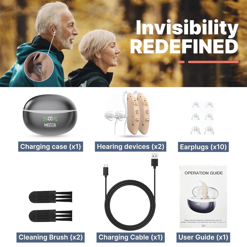 Rechargeable Hearing Aids for Seniors - BTE Digital Hearing Amplifier with Noise Cancelling for Moderate to Severe Hearing Loss, RIC 16 Channel Noise Cancelling Hearing Aid, Magnetic Charging Case 5